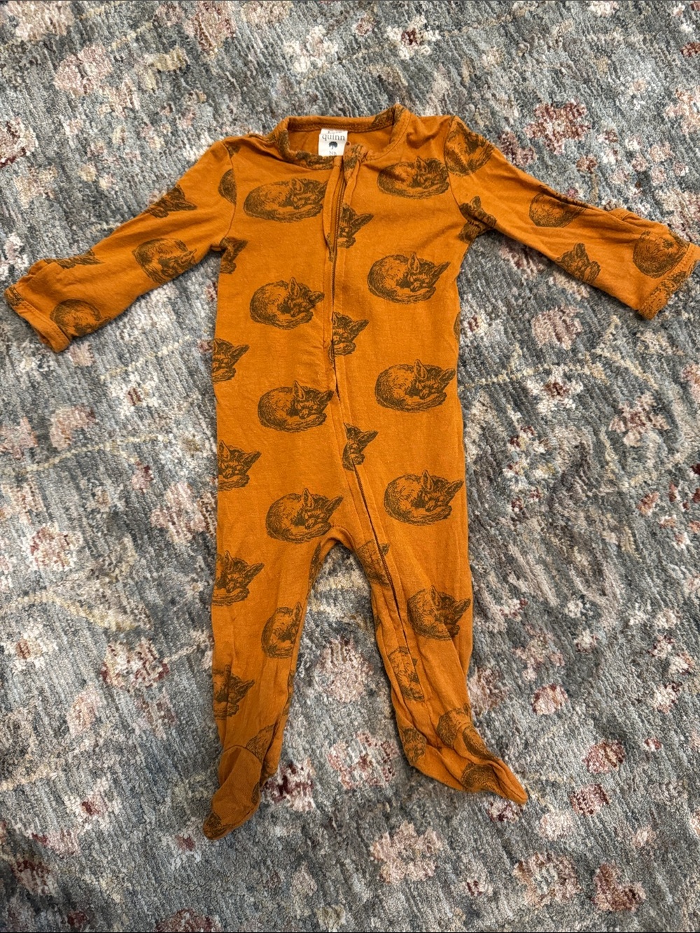 Kate Quinn Orange Fox Print Footed One-Piece